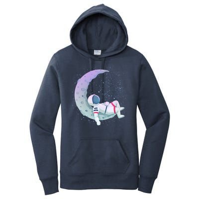 Relaxing Astronaut On The Moon Women's Pullover Hoodie