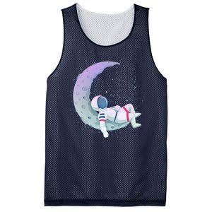 Relaxing Astronaut On The Moon Mesh Reversible Basketball Jersey Tank