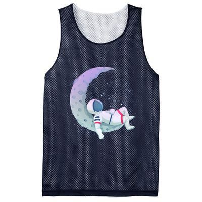 Relaxing Astronaut On The Moon Mesh Reversible Basketball Jersey Tank