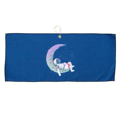 Relaxing Astronaut On The Moon Large Microfiber Waffle Golf Towel