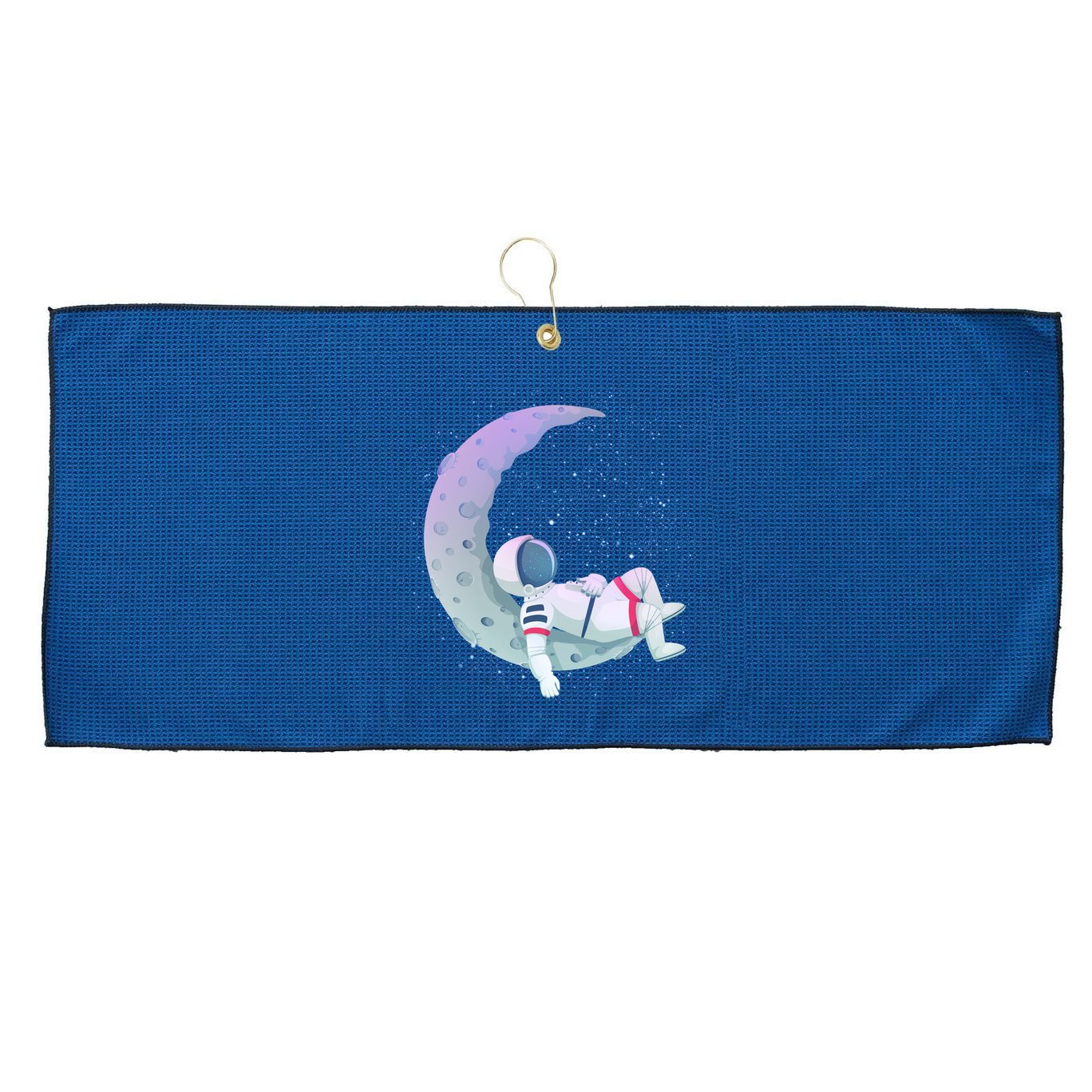 Relaxing Astronaut On The Moon Large Microfiber Waffle Golf Towel