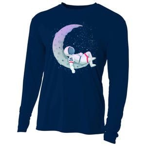 Relaxing Astronaut On The Moon Cooling Performance Long Sleeve Crew