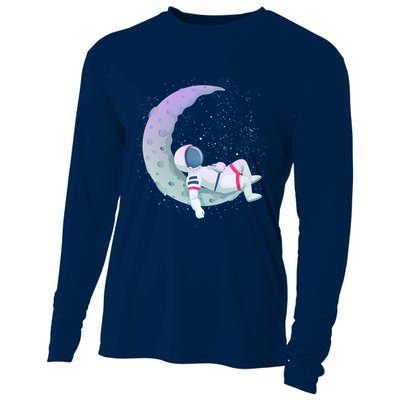 Relaxing Astronaut On The Moon Cooling Performance Long Sleeve Crew