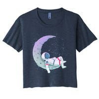 Relaxing Astronaut On The Moon Crop Top