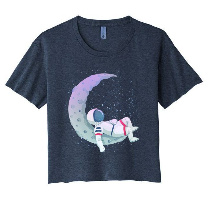 Relaxing Astronaut On The Moon Crop Top