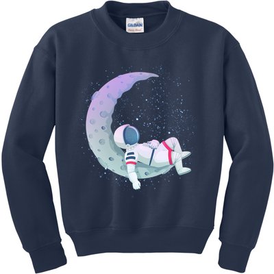 Relaxing Astronaut On The Moon Kids Sweatshirt