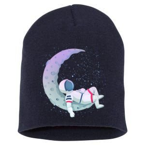 Relaxing Astronaut On The Moon Short Acrylic Beanie