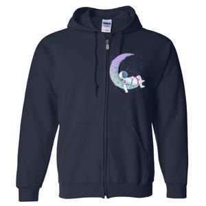 Relaxing Astronaut On The Moon Full Zip Hoodie