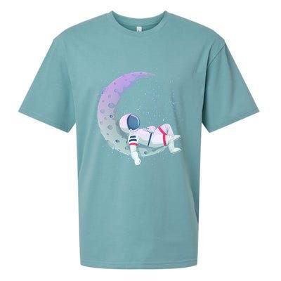 Relaxing Astronaut On The Moon Sueded Cloud Jersey T-Shirt