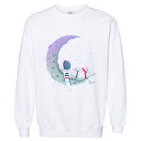 Relaxing Astronaut On The Moon Garment-Dyed Sweatshirt