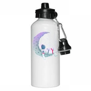 Relaxing Astronaut On The Moon Aluminum Water Bottle