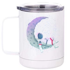 Relaxing Astronaut On The Moon 12 oz Stainless Steel Tumbler Cup