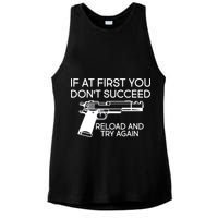 Reload and Try Again Funny Gun Ladies PosiCharge Tri-Blend Wicking Tank