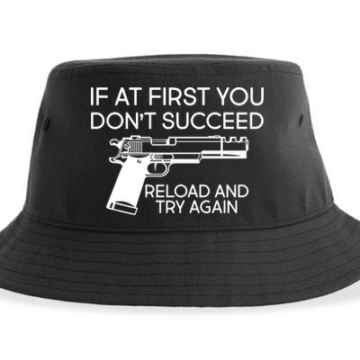 Reload and Try Again Funny Gun Sustainable Bucket Hat