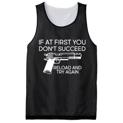 Reload and Try Again Funny Gun Mesh Reversible Basketball Jersey Tank