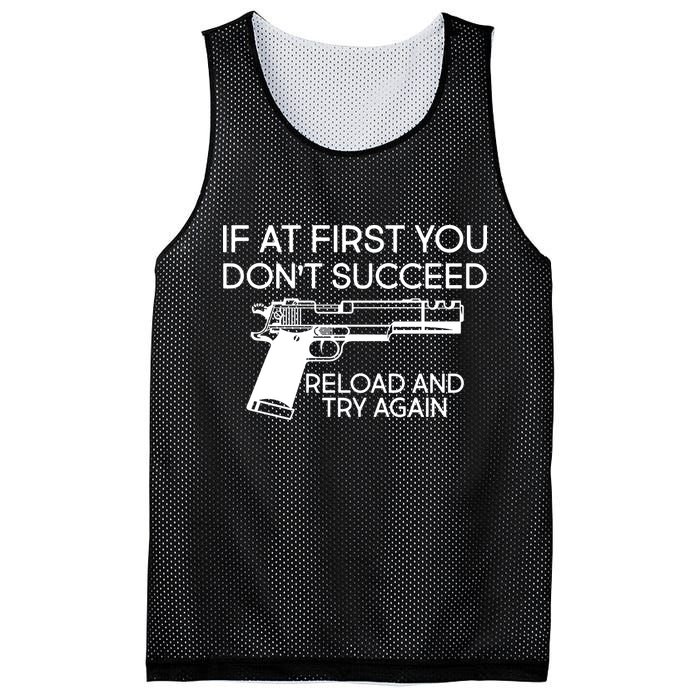 Reload and Try Again Funny Gun Mesh Reversible Basketball Jersey Tank