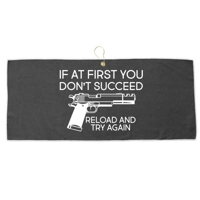 Reload and Try Again Funny Gun Large Microfiber Waffle Golf Towel