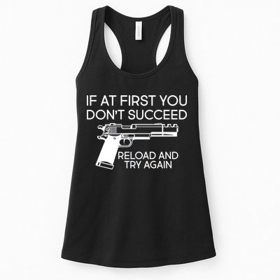 Reload and Try Again Funny Gun Womens Tank Top
