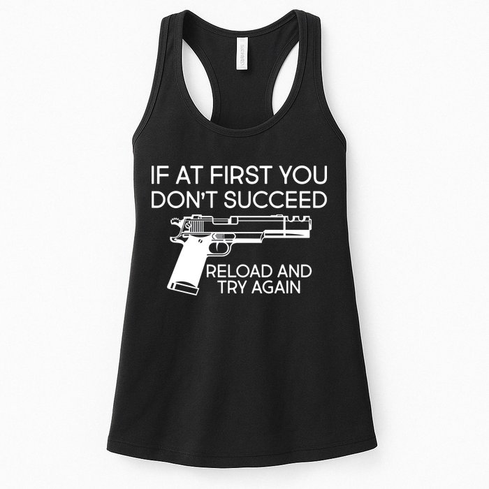 Reload and Try Again Funny Gun Womens Tank Top