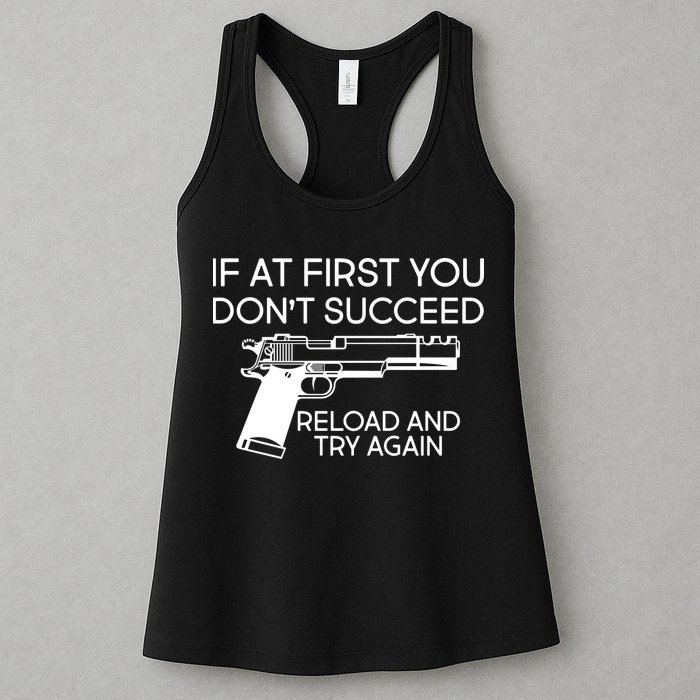 Reload and Try Again Funny Gun Womens Tank Top