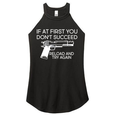 Reload and Try Again Funny Gun Women's Perfect Tri Rocker Tank