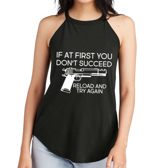 Reload and Try Again Funny Gun Women's Perfect Tri Rocker Tank