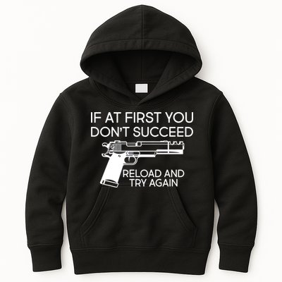 Reload and Try Again Funny Gun Kids Hoodie
