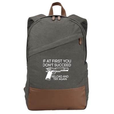 Reload and Try Again Funny Gun Cotton Canvas Backpack