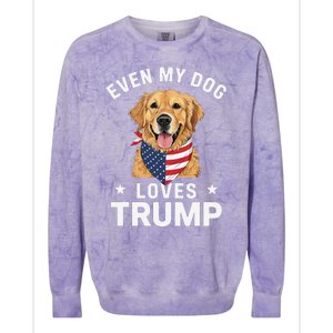 Retriever Even My Dog Loves Trump Usa Flag Bandana Colorblast Crewneck Sweatshirt