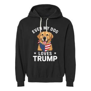 Retriever Even My Dog Loves Trump Usa Flag Bandana Garment-Dyed Fleece Hoodie