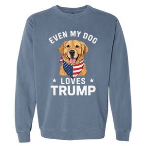 Retriever Even My Dog Loves Trump Usa Flag Bandana Garment-Dyed Sweatshirt