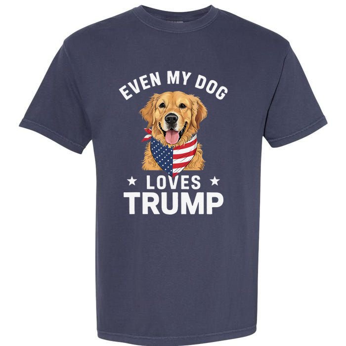 Retriever Even My Dog Loves Trump Usa Flag Bandana Garment-Dyed Heavyweight T-Shirt