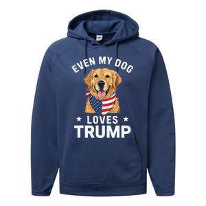 Retriever Even My Dog Loves Trump Usa Flag Bandana Performance Fleece Hoodie