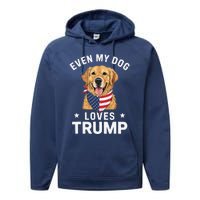 Retriever Even My Dog Loves Trump Usa Flag Bandana Performance Fleece Hoodie