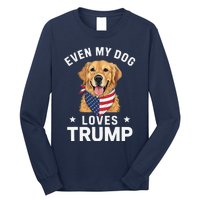 Retriever Even My Dog Loves Trump Usa Flag Bandana Long Sleeve Shirt