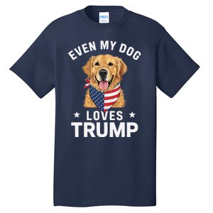 Retriever Even My Dog Loves Trump Usa Flag Bandana Tall T-Shirt