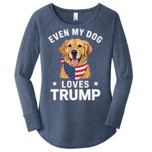 Retriever Even My Dog Loves Trump Usa Flag Bandana Women's Perfect Tri Tunic Long Sleeve Shirt