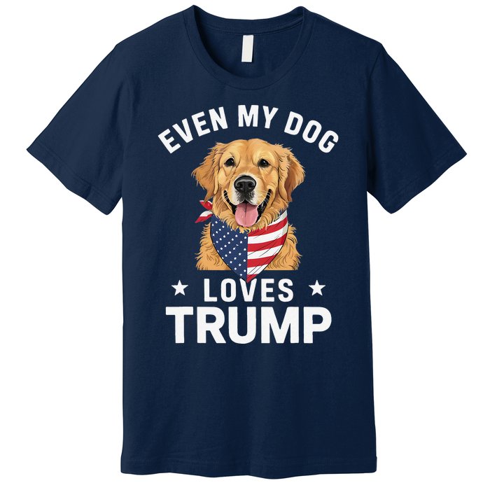 Retriever Even My Dog Loves Trump Usa Flag Bandana Premium T-Shirt