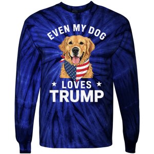 Retriever Even My Dog Loves Trump Usa Flag Bandana Tie-Dye Long Sleeve Shirt