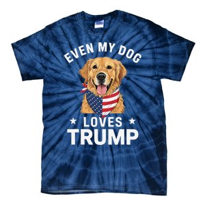 Retriever Even My Dog Loves Trump Usa Flag Bandana Tie-Dye T-Shirt