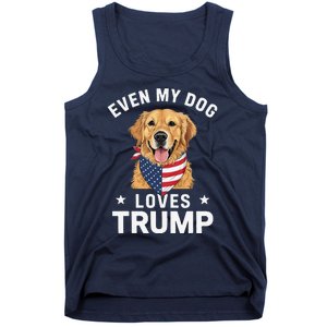 Retriever Even My Dog Loves Trump Usa Flag Bandana Tank Top