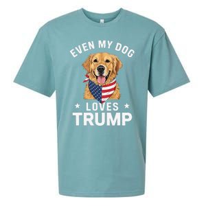 Retriever Even My Dog Loves Trump Usa Flag Bandana Sueded Cloud Jersey T-Shirt