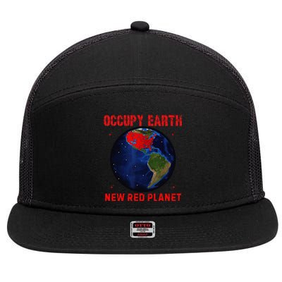 Red Electoral Map 2024 Planet Occupy Earth 2024 Trump 7 Panel Mesh Trucker Snapback Hat