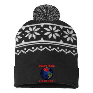 Red Electoral Map 2024 Planet Occupy Earth 2024 Trump USA-Made Snowflake Beanie