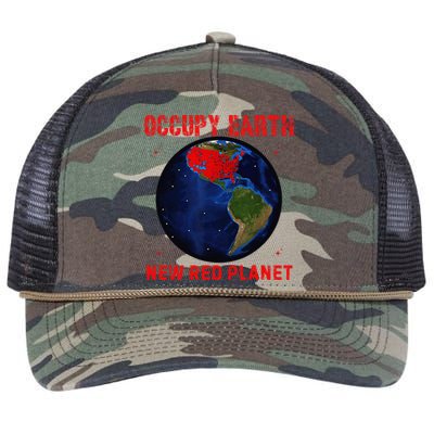 Red Electoral Map 2024 Planet Occupy Earth 2024 Trump Retro Rope Trucker Hat Cap