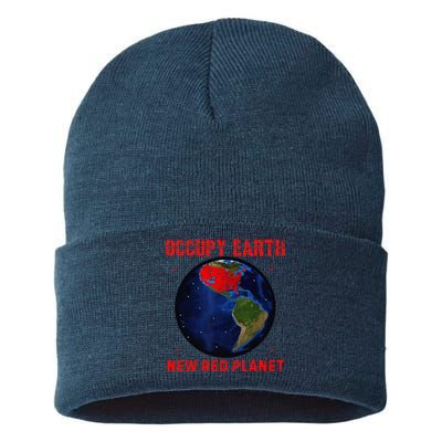 Red Electoral Map 2024 Planet Occupy Earth 2024 Trump Sustainable Knit Beanie