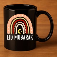 Rainbow Eid Mubarak Gift For Ramadan Mubarak 11oz C Handle Ceramic Mug