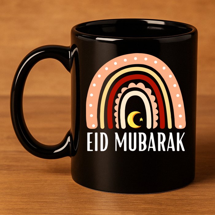 Rainbow Eid Mubarak Gift For Ramadan Mubarak 11oz C Handle Ceramic Mug