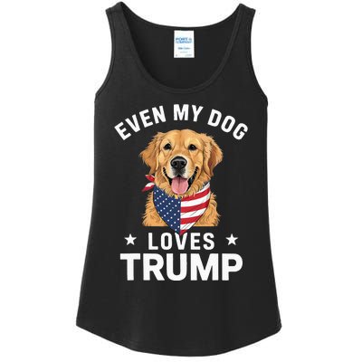 Retriever Even My Dog Loves Trump Usa Flag Bandana Ladies Essential Tank