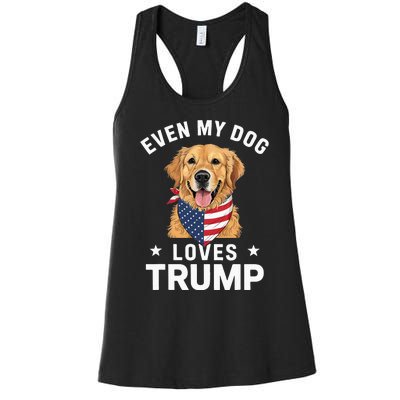 Retriever Even My Dog Loves Trump Usa Flag Bandana Women's Racerback Tank